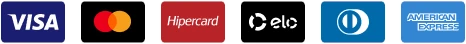 Pagamento: Visa, Mastercard, Elo, Hipercard, Diners, Amex
