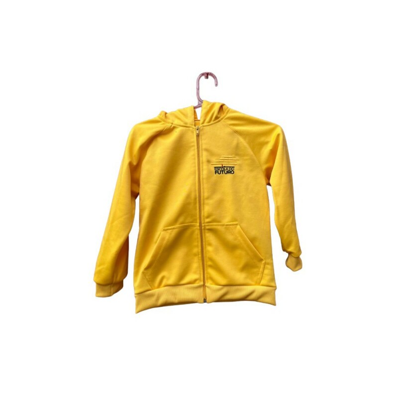 Bluso de poliester amarelo c/ capuz tam. 12 - EDF